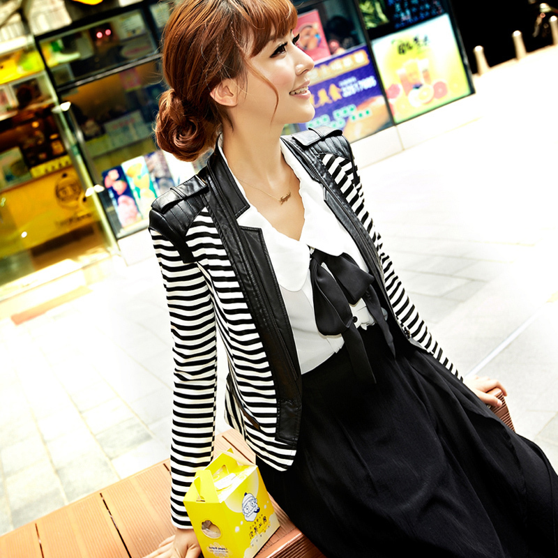 FreeShipping! 2012 autumn new arrival small leather clothing women's short design slim PU jacket outerwear 21g3684