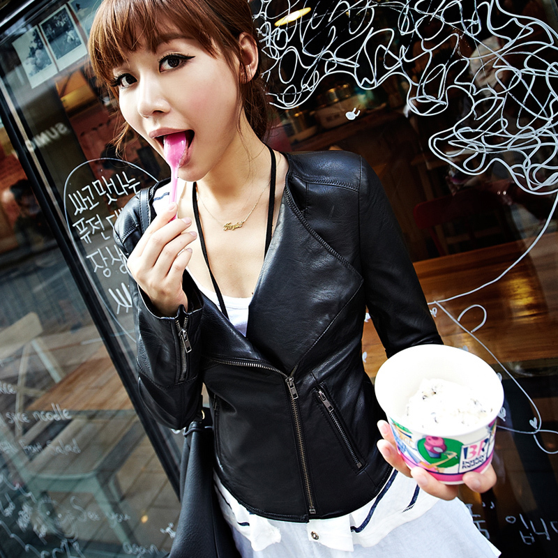 FreeShipping! 2012 autumn outerwear fashion formal women's small leather clothing female short design slim PU jacket 21g3698