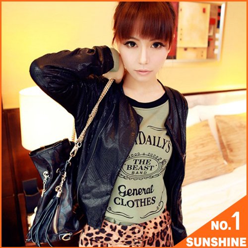 FreeShipping 2012 Fashion Quality Spring&Autumn Pu Leather Jacket Cultivate One's Moral Character Slim Coat Jackets Women CPXN01