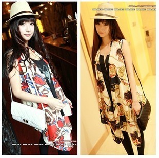 Freeshipping 2012 fashion wind contrast color irregular long design cape vest 3 cb2 Wholesale and Retail