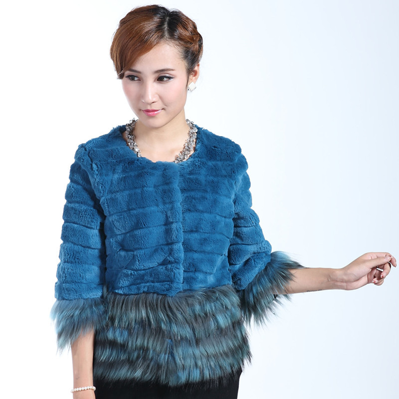 Freeshipping 2012 female short design slim rex rabbit raccoon fur coat rex rabbit hair