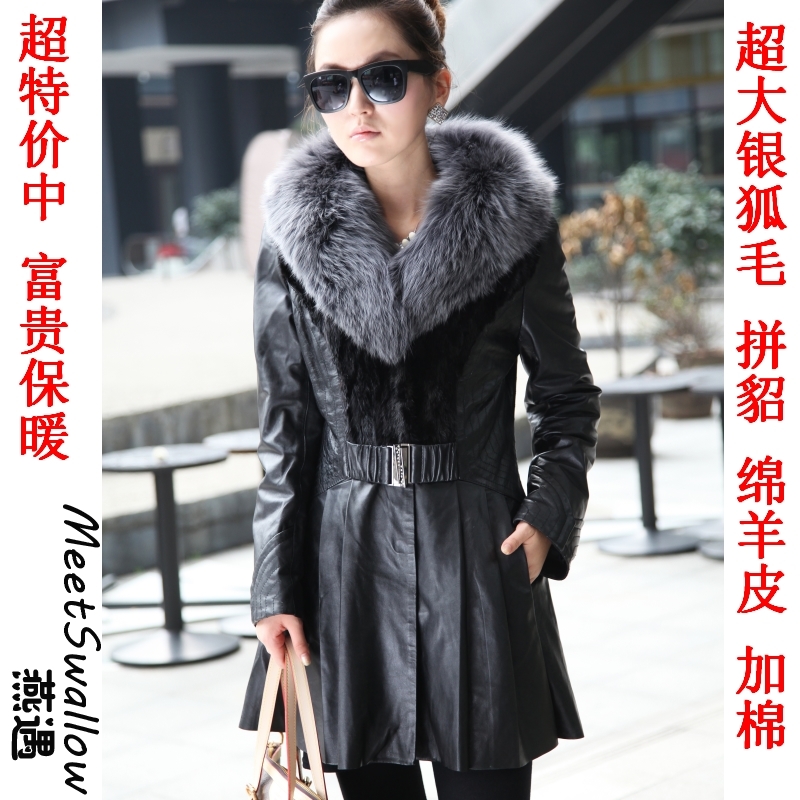 Freeshipping 2012 fight mink fox fur sheepskin fur women's genuine leather clothing