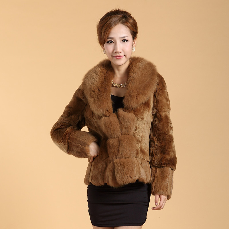 FreeShipping 2012 fox fur rex rabbit hair fur coat short design slim