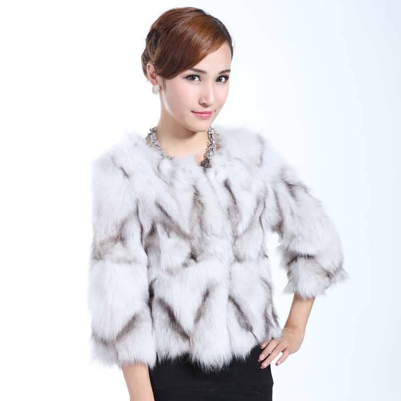 FreeShipping 2012 fox fur short design fur coat