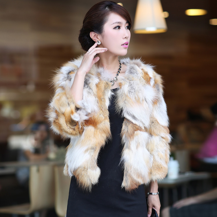 FreeShipping 2012 fox wool fox fur coat women short design