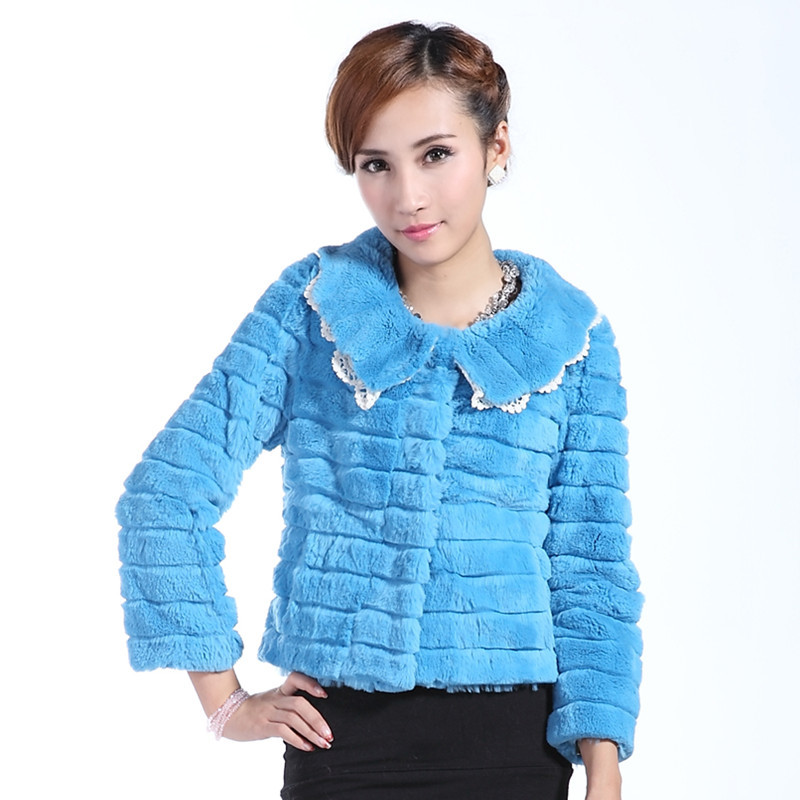 FreeShipping 2012 full leather rex rabbit hair fur coat short design women's