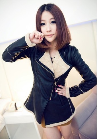 Freeshipping 2012 fur one piece machine car long design thickening thermal leather clothing trench outerwear