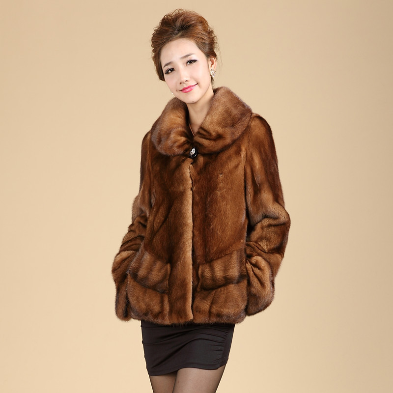 FreeShipping 2012 marten overcoat mink fur fight mink Women fur coat short design