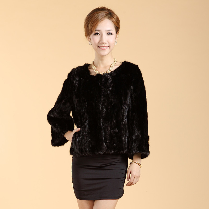 FreeShipping 2012 mink fur coat fight mink o-neck mink marten overcoat