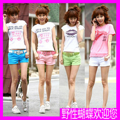 Freeshipping 2012 new arrival multicolour low-waist candy color casual shorts women pants