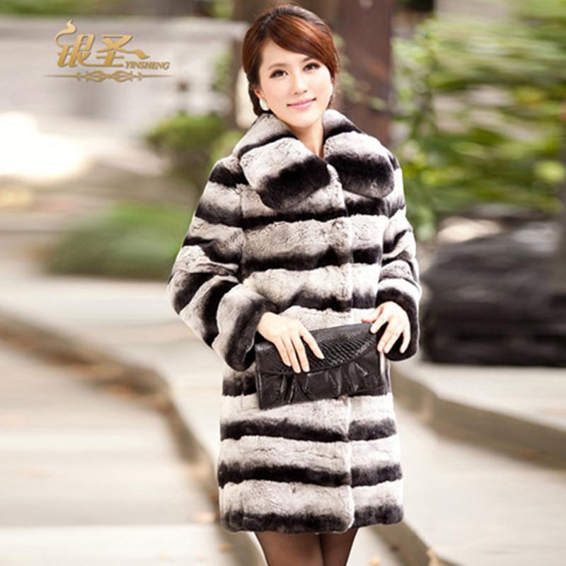 FreeShipping 2012 quality rex rabbit trophonema fur coat medium-long plus size female overcoat