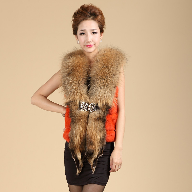 Freeshipping 2012 rabbit fur raccoon fur slim fur vest vest female