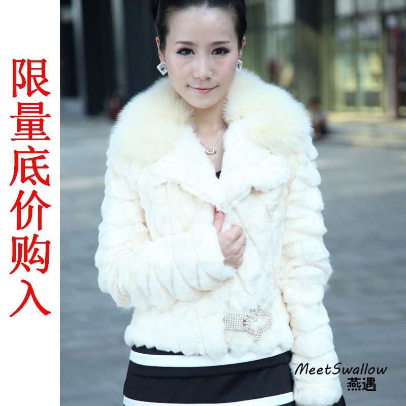 Freeshipping 2012 rabbit fur short design fur coat fox fur slim