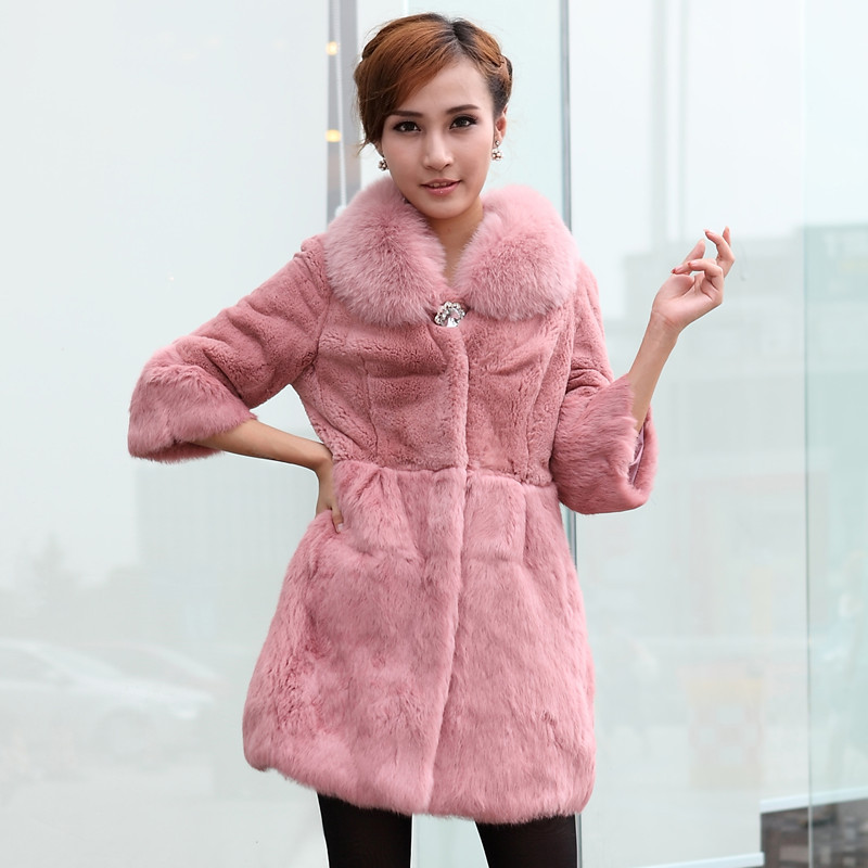 Freeshipping 2012 rex rabbit fur outerwear medium-long slim fox fur