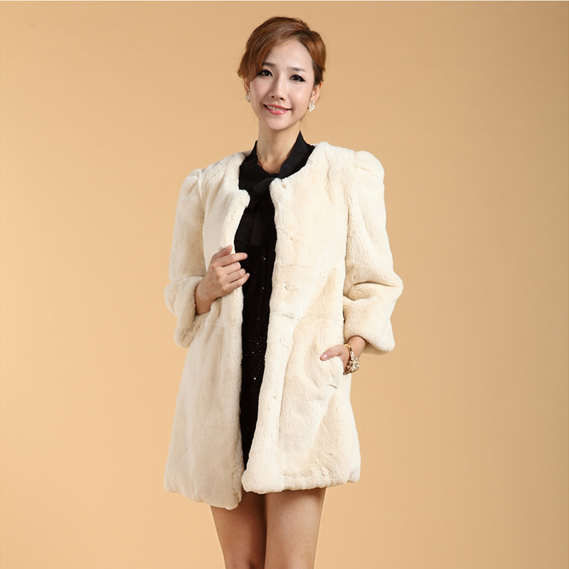 Freeshipping 2012 rex rabbit hair fur coat medium-long slim autumn