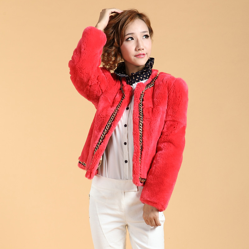 FreeShipping 2012 rex rabbit hair fur coat short design autumn new arrival female