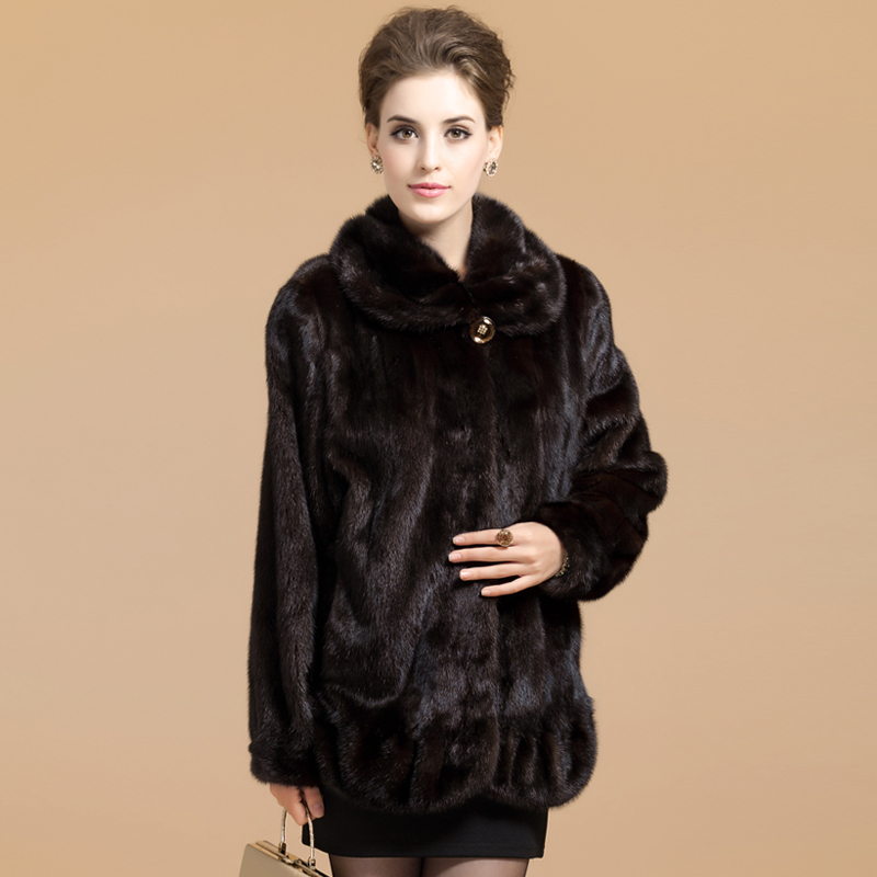 FreeShipping 2012 senior mink fur marten overcoat Women long design outerwear