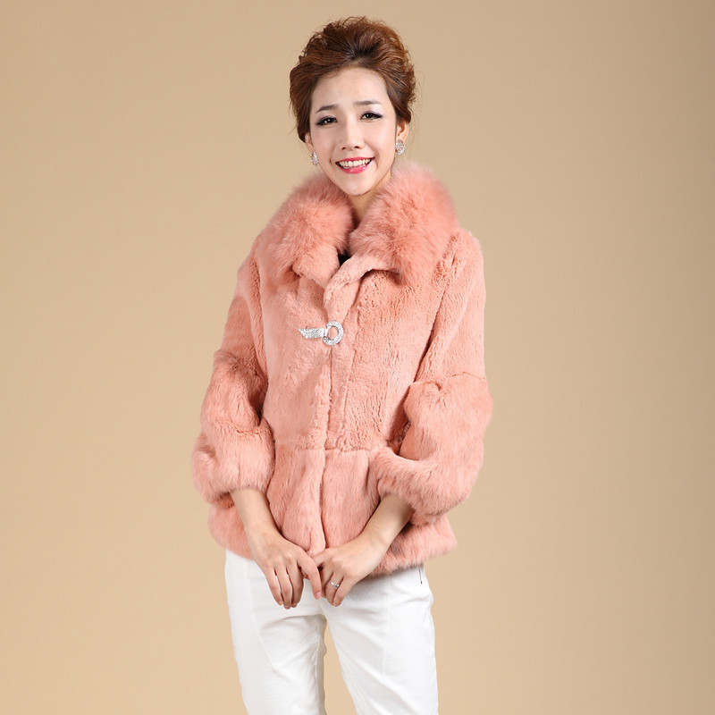 FreeShipping 2012 short design fox fur rex rabbit hair rabbit fur coat