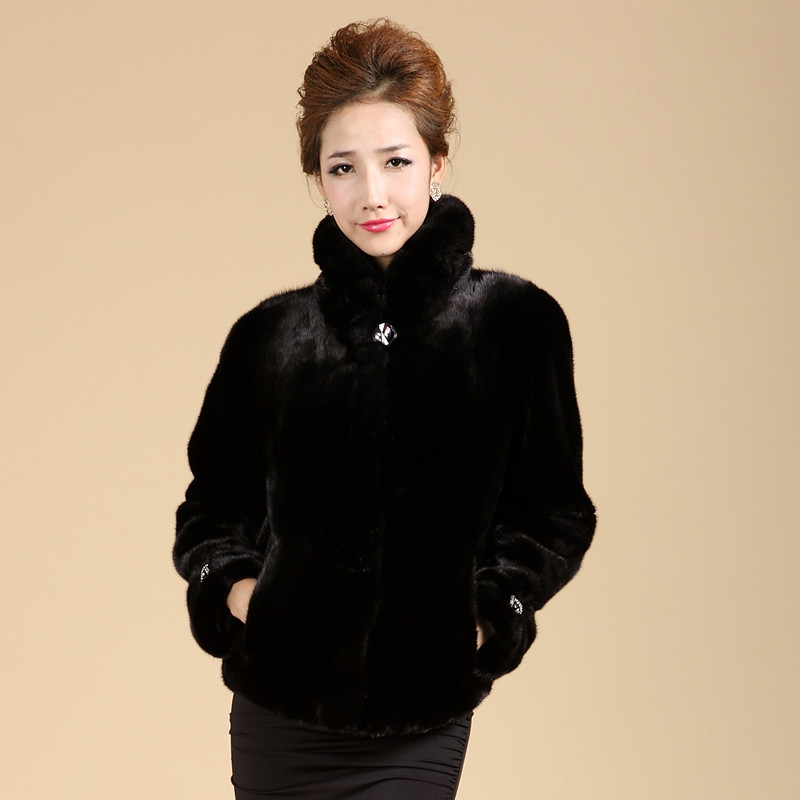 FreeShipping 2012 short design mink hair fur coat marten overcoat female