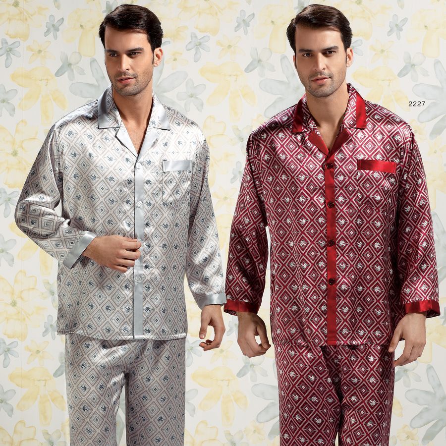 freeshipping 2012 silk sleepwear male mulberry silk long-sleeve lounge hangzhou silk 2227