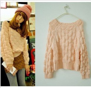 Freeshipping 2012 spring vivi pineapple batwing sleeve casual loose short design pullover sweater outerwear