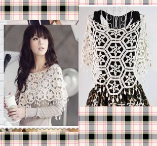 Freeshipping 2012 summer women's vivi slit neckline crochet cutout small cloak cape waistcoat