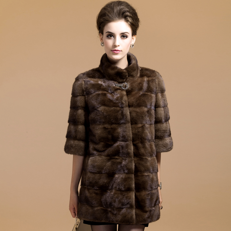 FreeShipping 2012 top mink fur marten overcoat Women long design outerwear