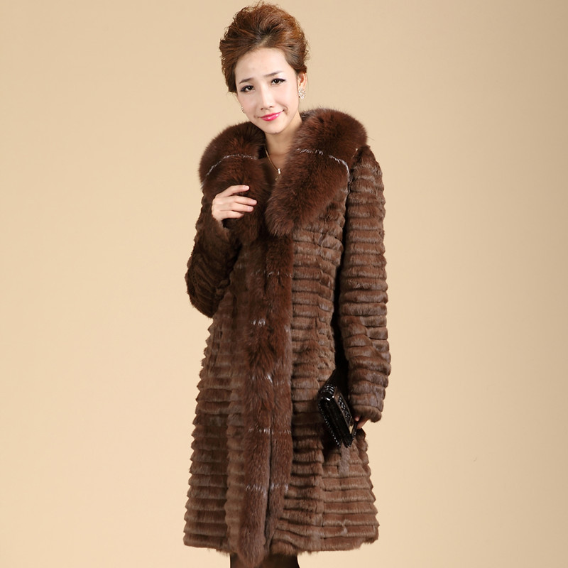 Freeshipping 2012 ultra long fox fur rex rabbit fur coat ultra long paragraph female