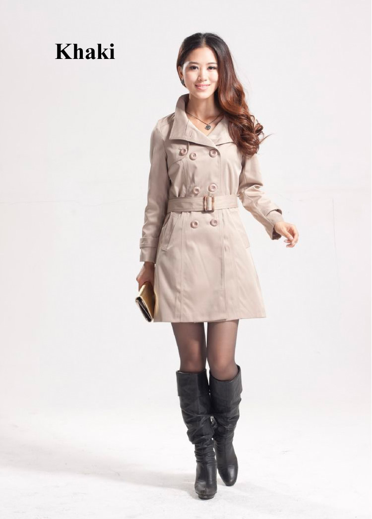 Freeshipping 2013 Spring new arrival slim classical khaki women outerwear ladies clothes lady coat Free Shipping fasion overcoat