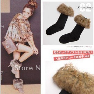 Freeshipping 6pair/lot Wholesale  Hot! Sexy warm Cotton Half Long Socks Faux Fur Cover Boot shoes Stockings Short Fur Socks