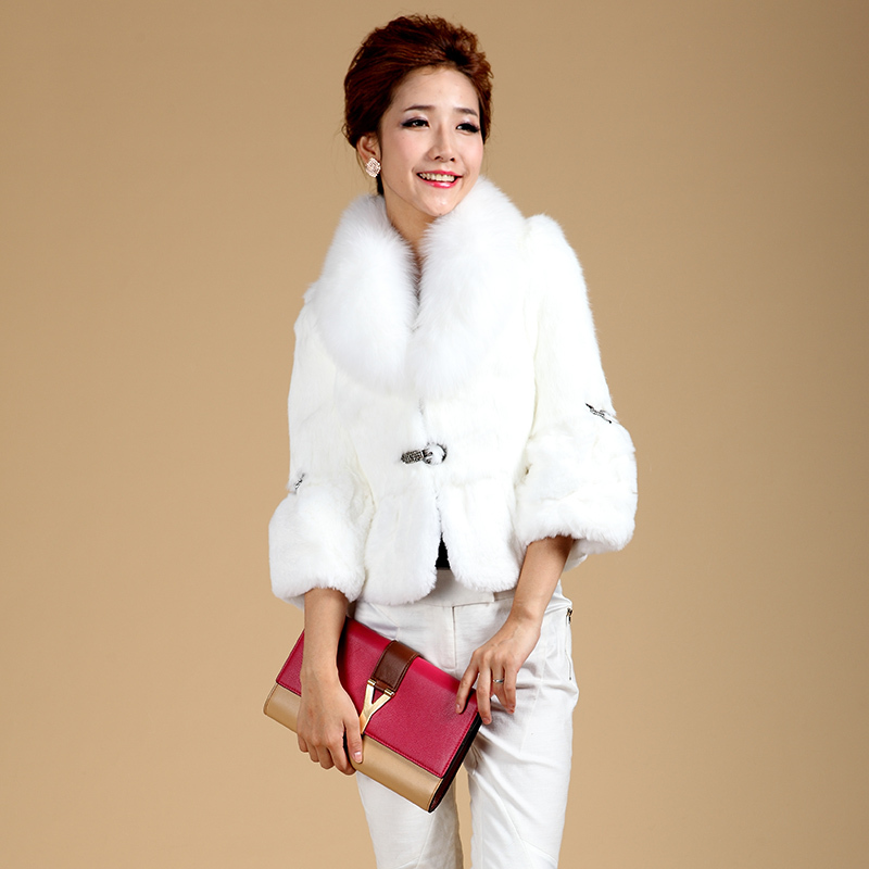 Freeshipping autumn 2012 fox fur rex rabbit hair fur coat short design slim