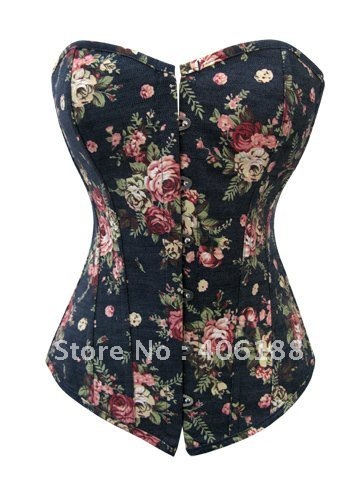 FREESHIPPING!! black floral denim Corset Sexy lingerie wholesale retail