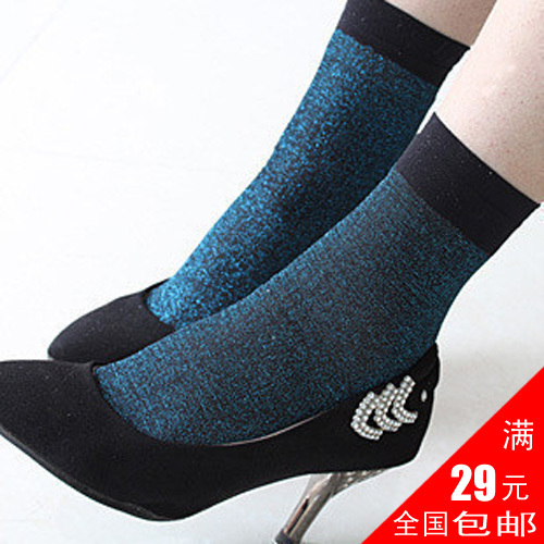 Freeshipping Color wire silveryarn bling stockings female stockings sock silver onions socks b4