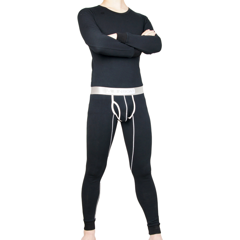 FREESHIPPING cotton wool fashion men thermal underwear panties long johns t shirt set