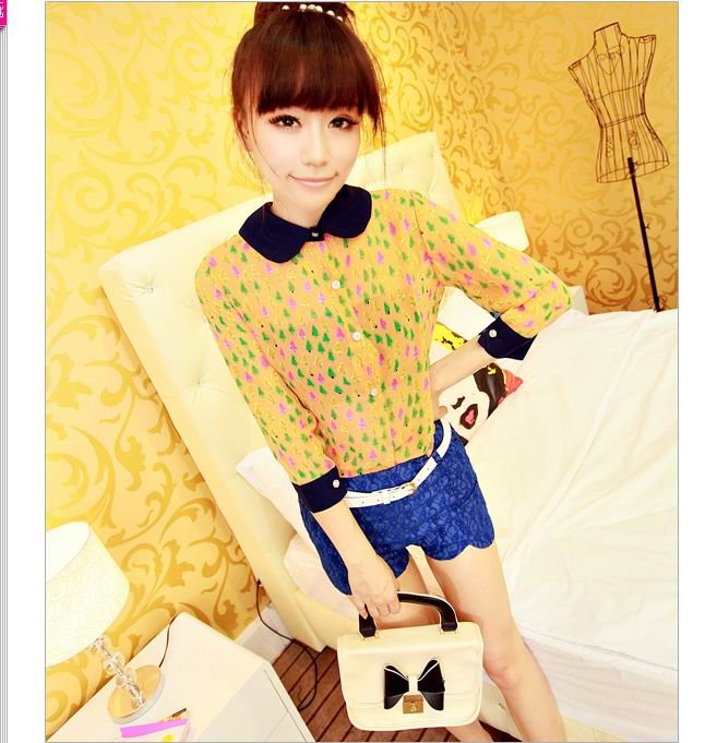 Freeshipping Fashion ladies' blouse women's Chiffon T-shirt Autumn blouses  HQ033