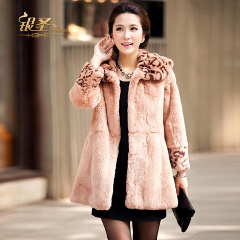 FreeShipping Full leather rex rabbit hair suede fur coat 2012 medium-long overcoat female