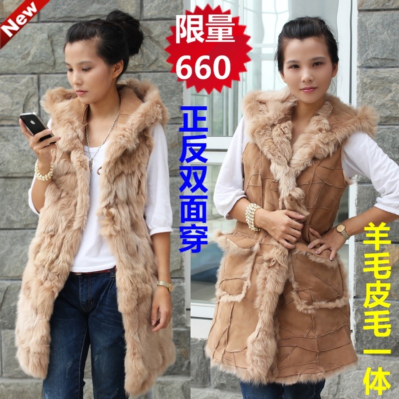 Freeshipping fur outerwear 2012 wool berber fleece vest fur one piece female