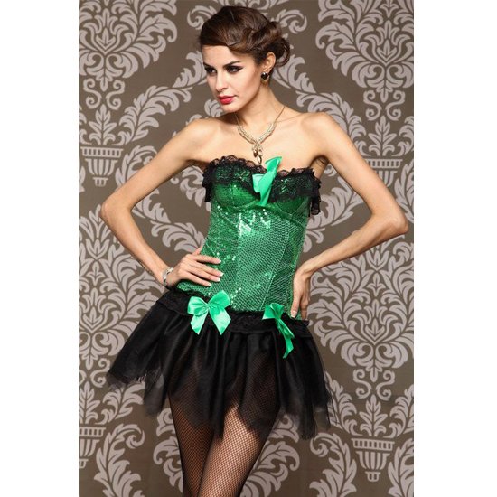 Freeshipping! green corsets Sexy lingerie Fashion Overbust Corset+g-string - hlq876green