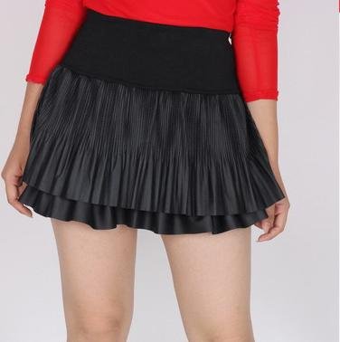 Freeshipping High Quality 2012 Women PU Leather Slim Pleated Short Skirt Bust Skorts