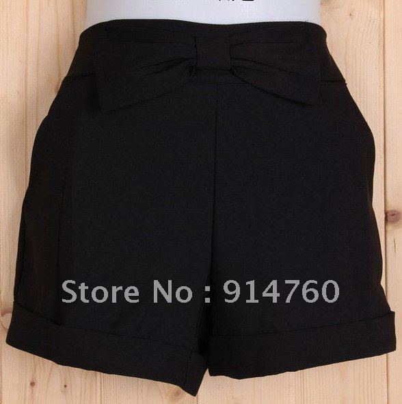 Freeshipping High Quality Hot-Selling Women's Sweet Solid Bow Casual Short Shorts