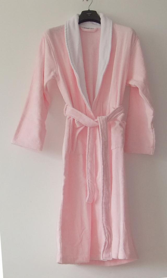 Freeshipping hot 100% cotton pink velvet toweled one piece bathrobes bathrobe robe sleepwear