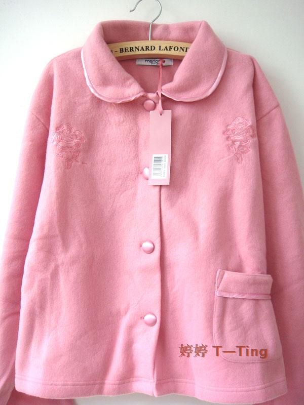 Freeshipping hot Flannelet sleepwear women's pink embroidery lounge