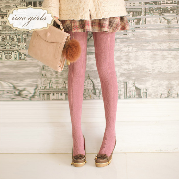 *freeshipping* Lovable Secret 2013 winter new arrival cutout rhombus pattern slim knitted yarn pantyhose chromophous