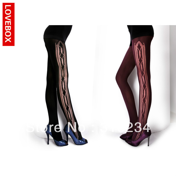 Freeshipping Lovebox female cutout small  mesh pantyhose fishnet stockings sexy thin socks rompers