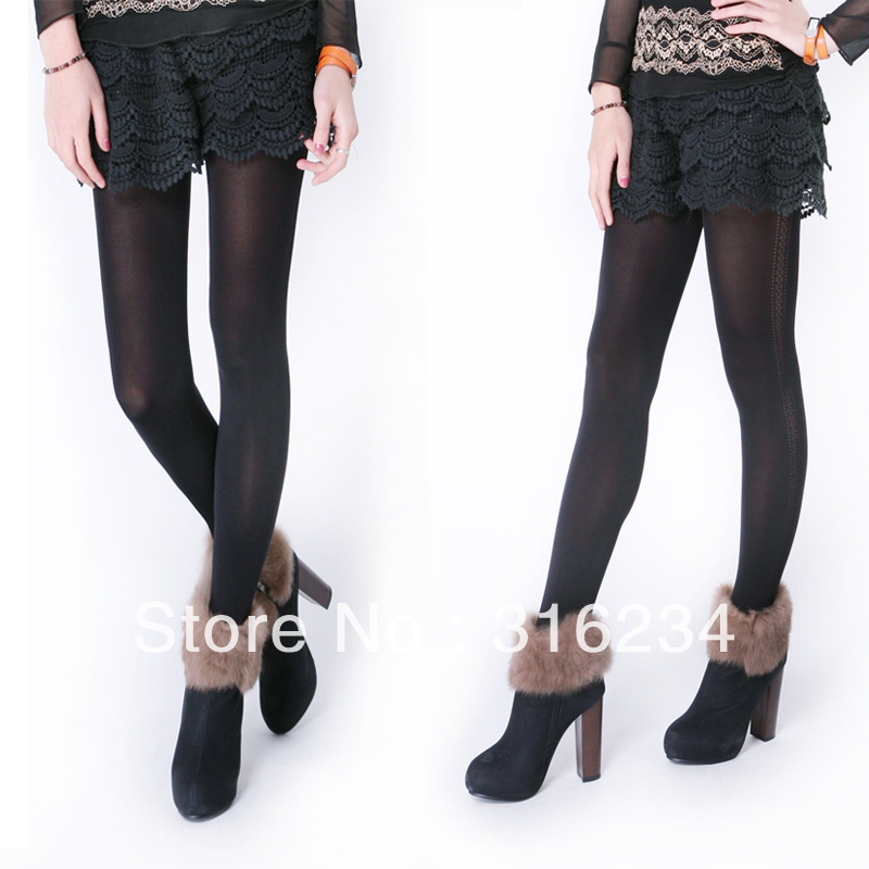 Freeshipping Lovebox of sidepiece cutout lace decoration pattern pantyhose female fashion tights stockings