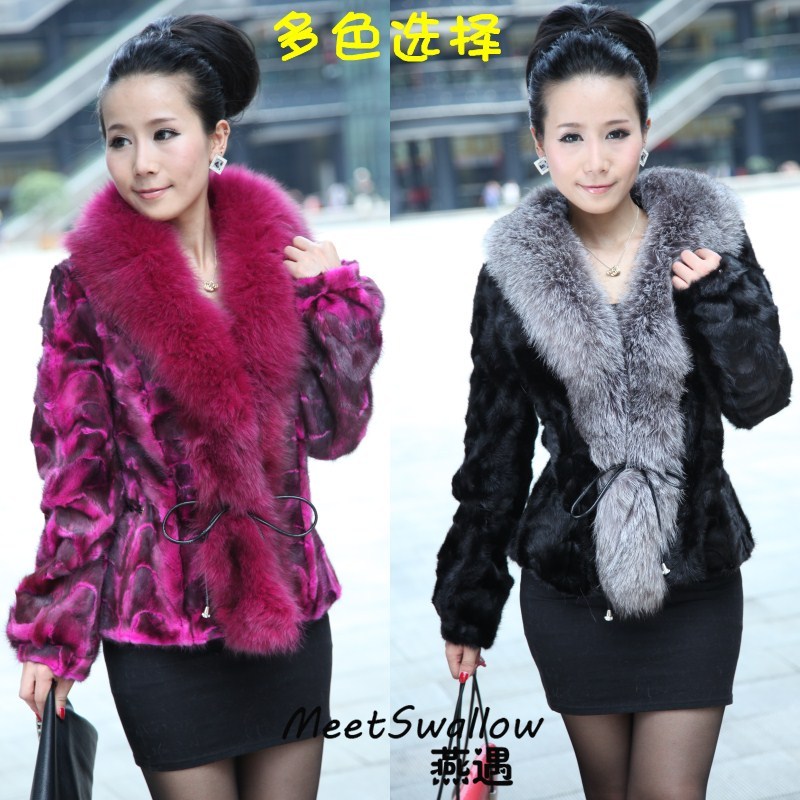 Freeshipping marten overcoat female 2012 mink fox fight mink fur outerwear