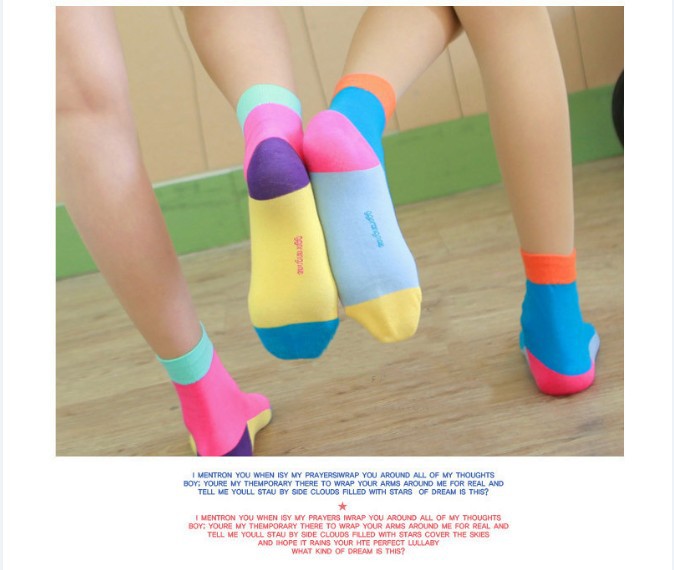 Freeshipping (Min.Order Is $15 ) socks candy color polka dot cotton knitted socks women