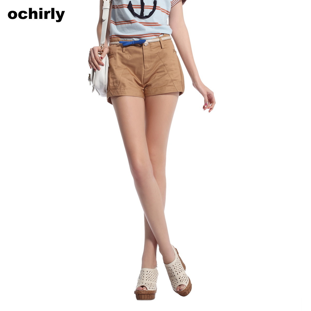 Freeshipping Ochirly OCHIRLY women's summer beige a all-match shorts 1113061690