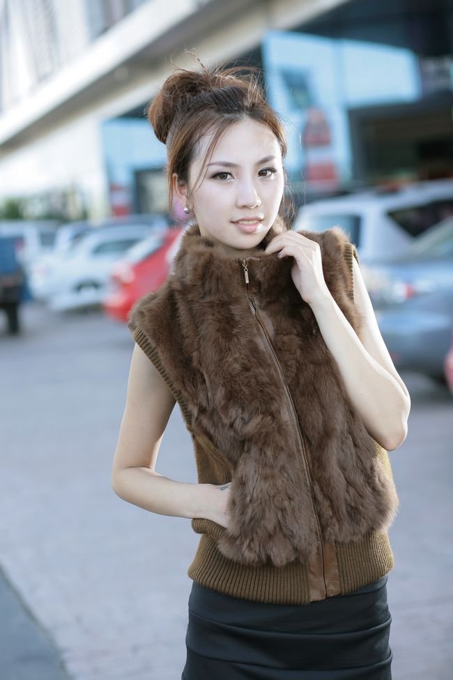 Freeshipping, Rabbit fur coat 2012, female short design fur vest , AU02