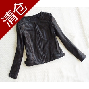 freeshipping Spring and autumn genuine leather sheepskin fashion women's plus size jacket motorcycle leather clothing outerwear